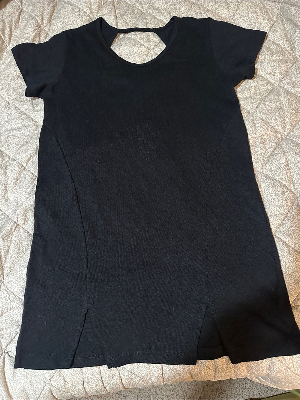 LNA Black Short-Sleeve Keyhole Back Dress